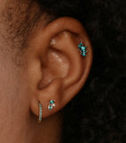 Astrid & Miyu Emerald and Mother-of-Pearl Stud Earring - British product