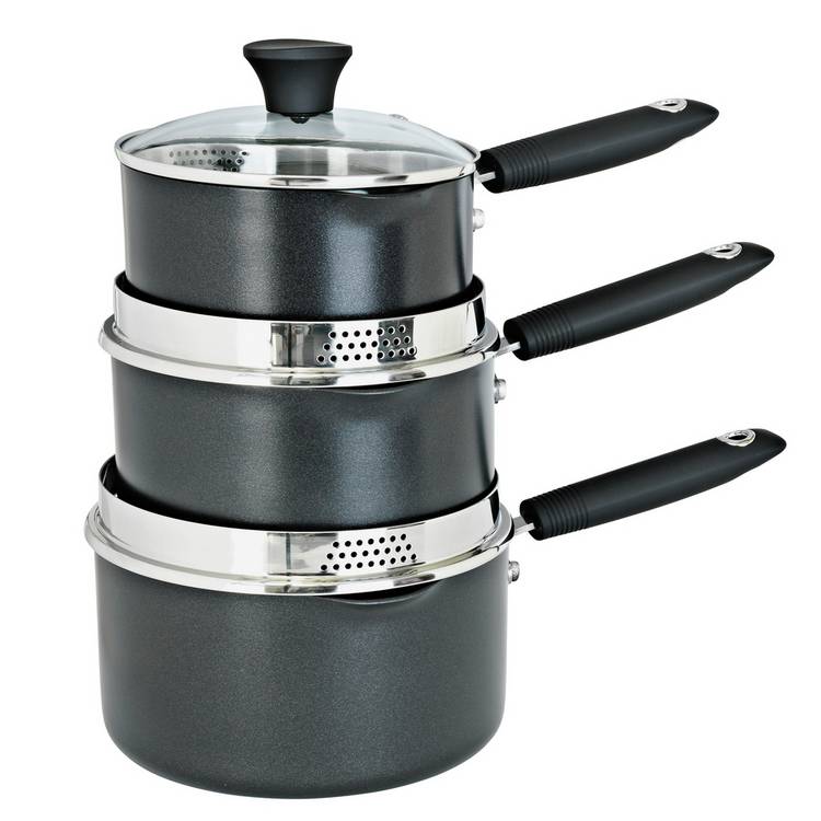Habitat 3 piece aluminium pan set 16-20cm (British brand)