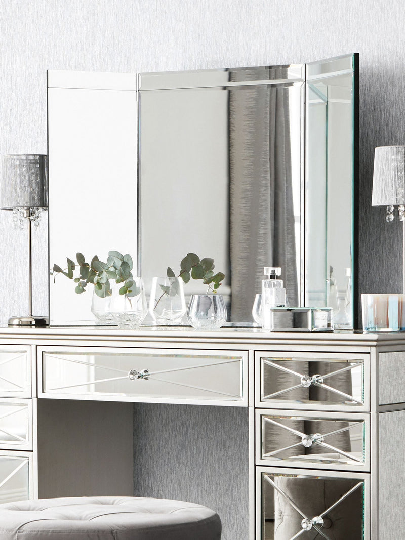 Silver Sloane bevelled dressing table mirror 60cm x 90.5cm x 1.5cm (British brand)