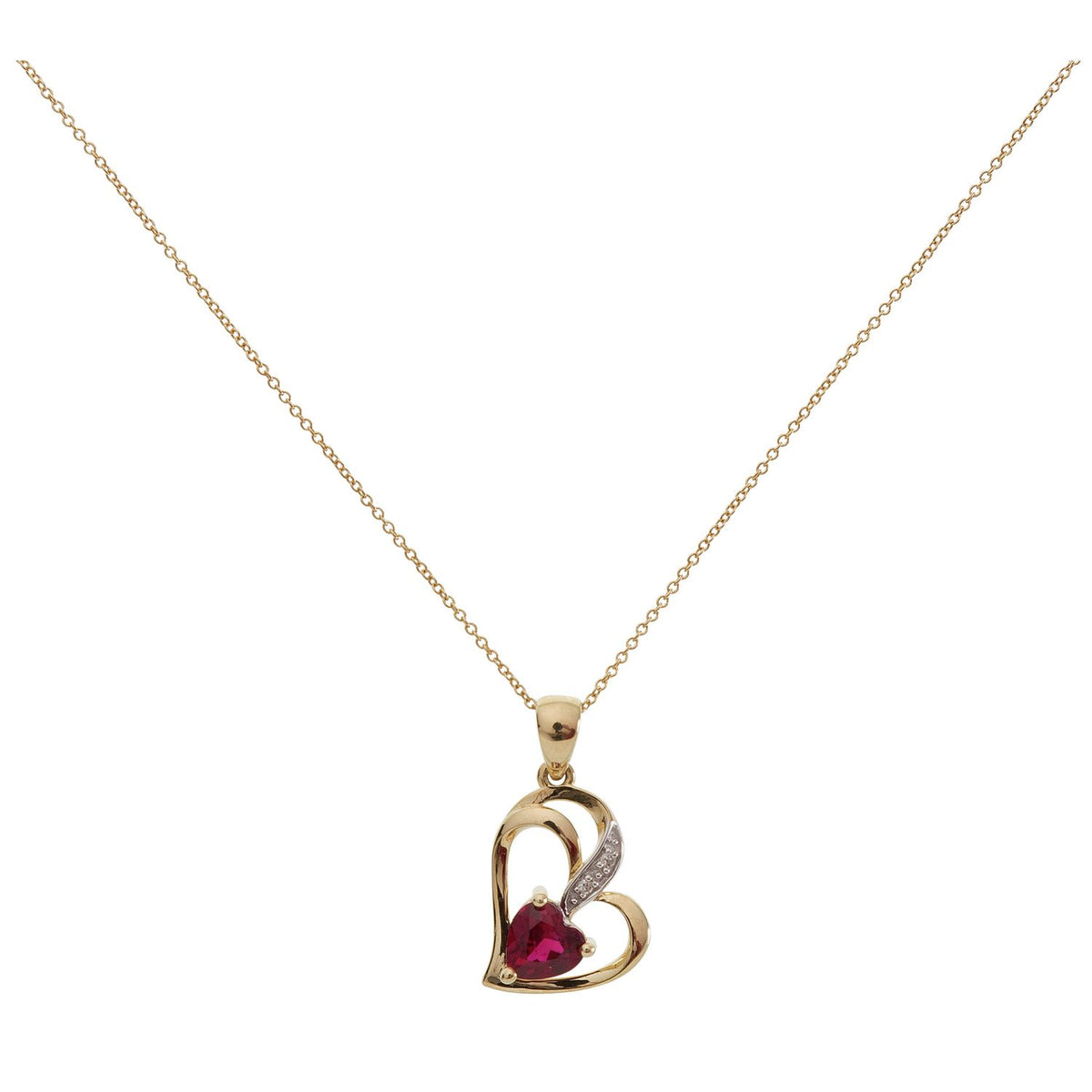 Revere gold ruby diamond pendant necklace 45cm chain, imported from the UK
