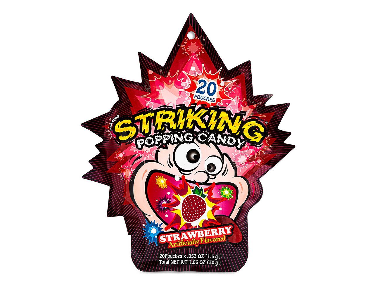 Striking strawberry popping candy - British product