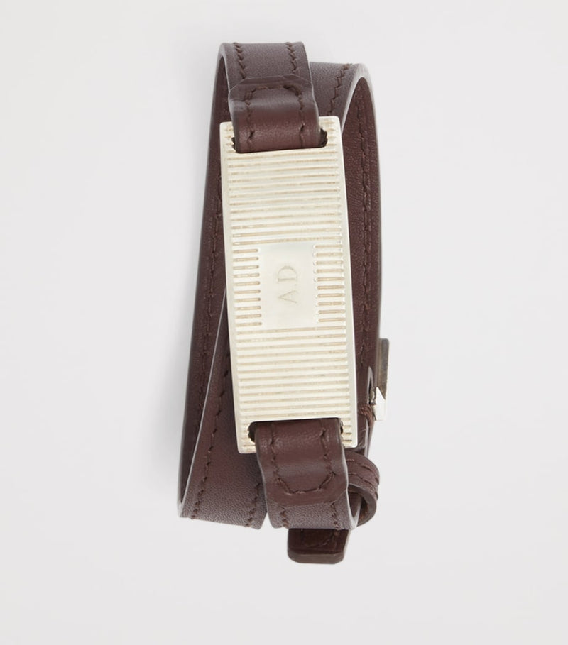 Dunhill double wrap leather bracelet with silver ID tag - British product