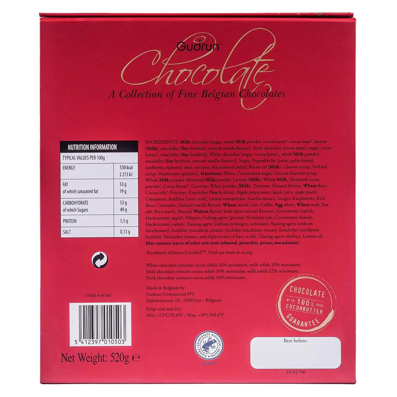 Gudrun Belgian Chocolates Box in Bag in Red 530g