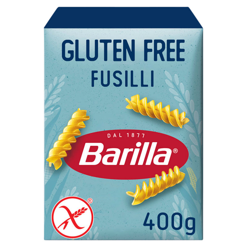 Barilla gluten free fusilli pasta 400g, imported from the UK