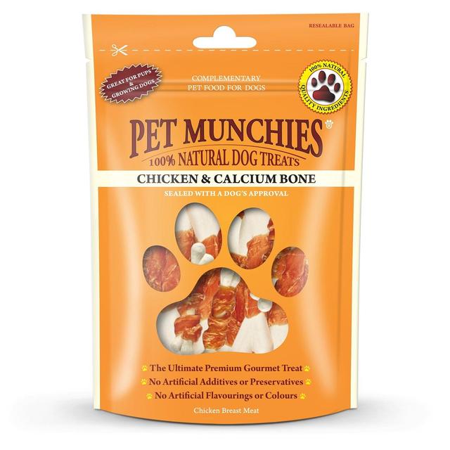 Pet Munchies 100% Natural Chicken & Calcium Bone Dog Treats   100g GOODS M&S   