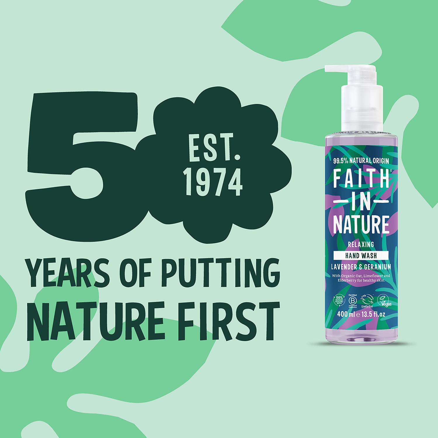 Faith In Nature Hand Wash Lavender & Geranium 400ml - British product