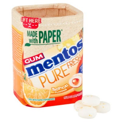 Mentos Gum Pure Fresh Tropical Kaugummi 50 Stück 100g