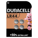 Duracell LR44 button batteries pack of 4, UK version