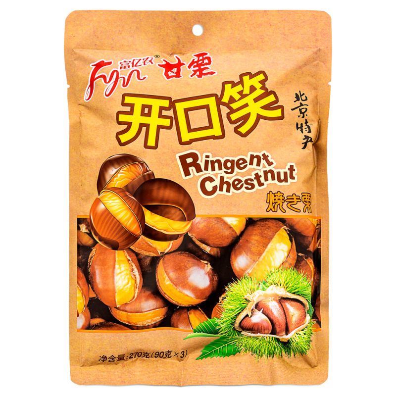 Fuyinong Ringent chestnuts in shell, roasted sweet snack (British brand)