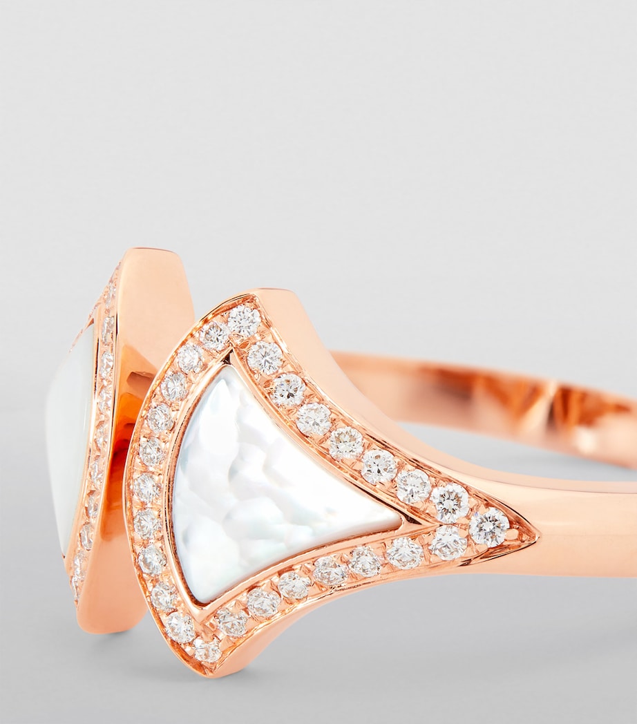 Bvlgari rose gold diamond mother of pearl ring (British brand)