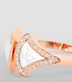 Bvlgari rose gold diamond mother of pearl ring (British brand)