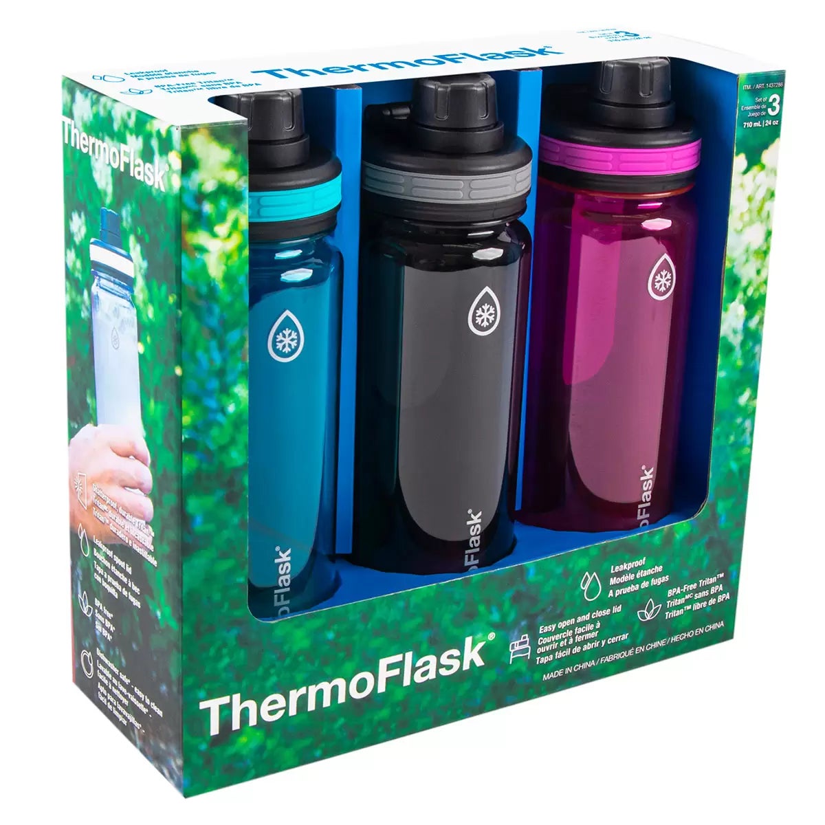 ThermoFlask Tritan water bottles 709ml 3 pack, imported from the UK