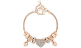 Lipsy Gold Colour Crystal Pave Heart Charm T-Bar Bracelet GOODS Argos