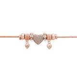 Lipsy rose gold crystal pave heart charm T-bar bracelet - British product