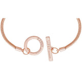 Lipsy rose gold crystal pave heart charm T-bar bracelet - British product