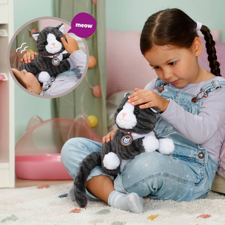 Baby Born Cookie interactive toy cat with soft fur - British product