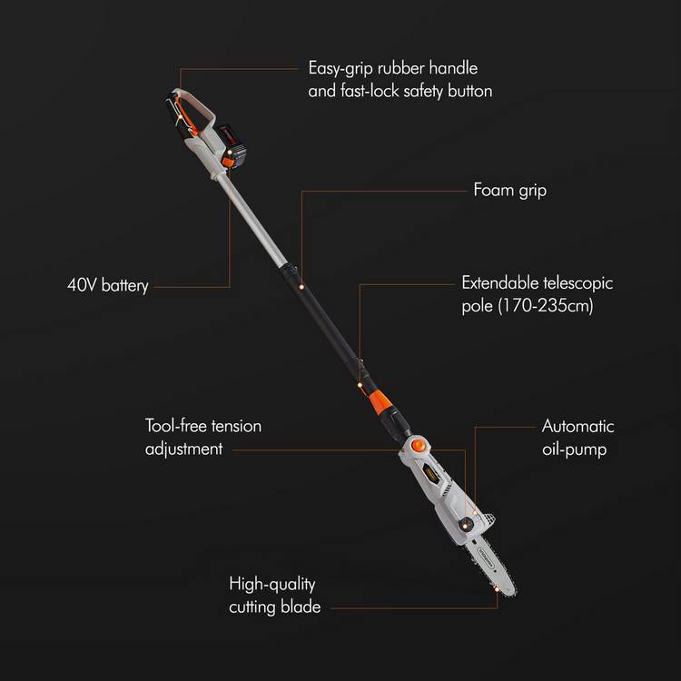 VonHaus cordless pole chainsaw 40V 20cm, imported from the UK