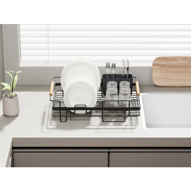 Habitat wire dishdrainer in bamboo and black, UK version