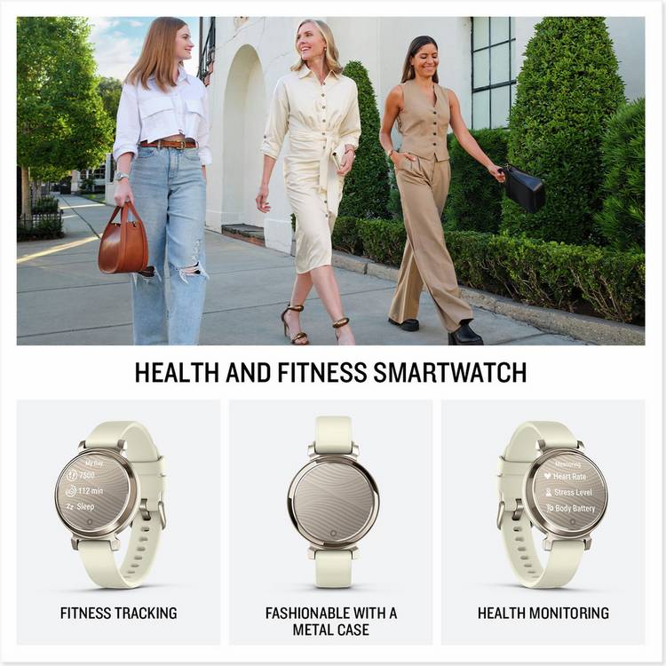 Garmin Lily 2 smartwatch in Cream Gold and Coconut, UK version
