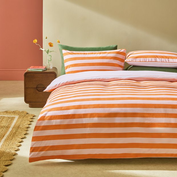 Habitat orange stripe single bedding set (British brand)