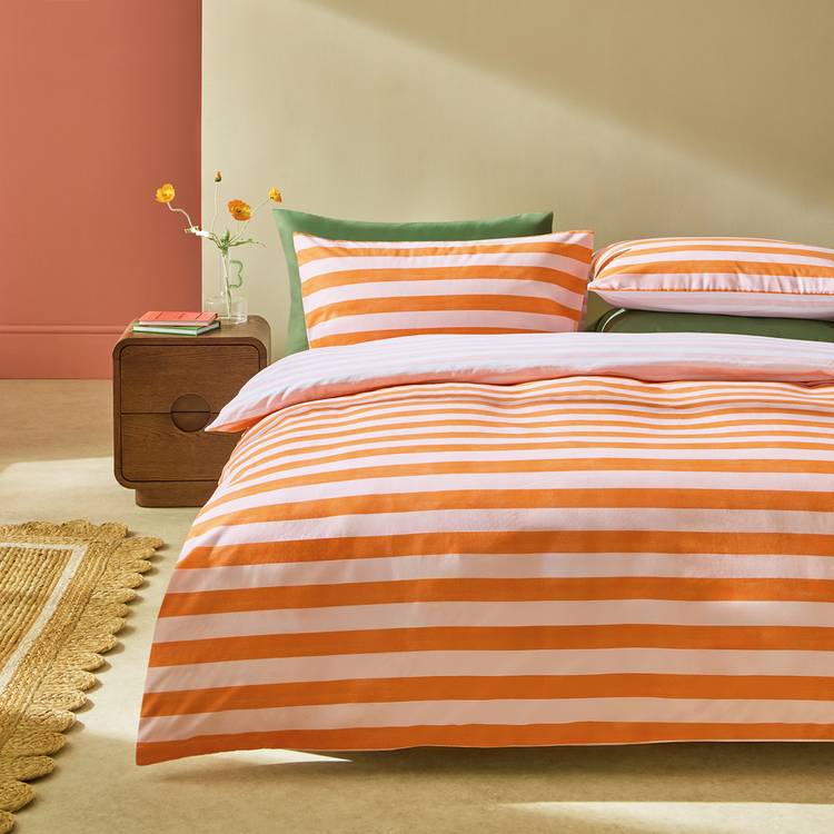 Habitat orange stripe single bedding set (British brand)