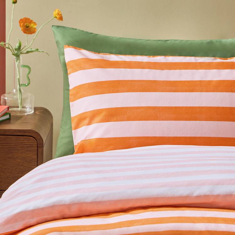 Habitat orange stripe single bedding set (British brand)