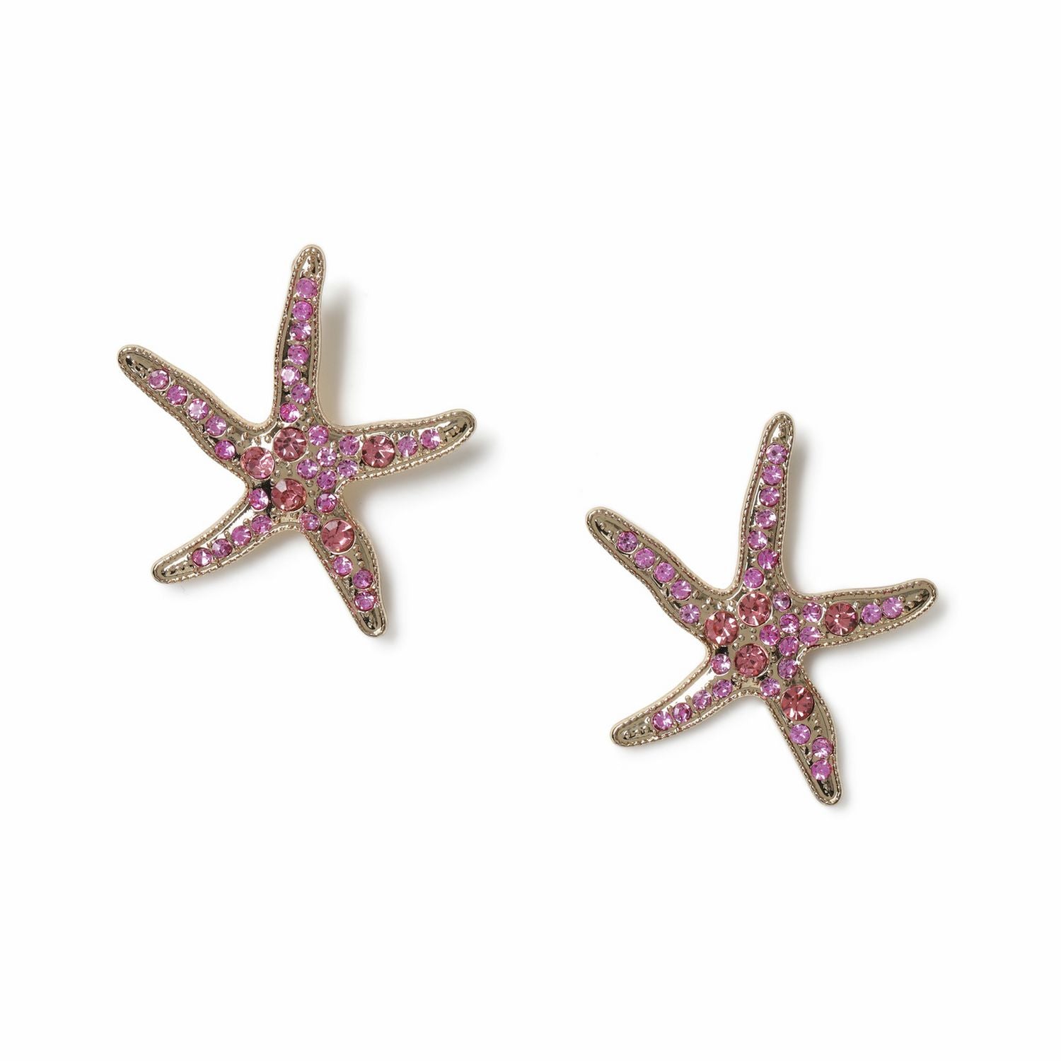 Freedom pink crystal starfish stud earrings 20mm, UK version