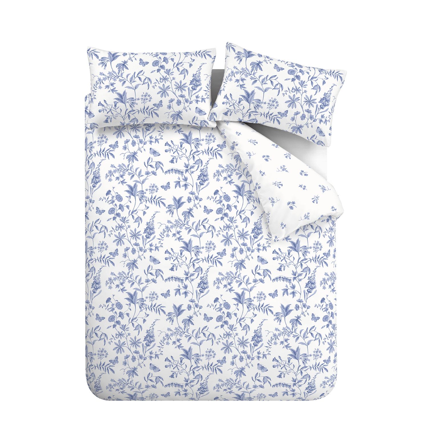 Bianca cotton bedding set Thea Floral Blue single, imported from the UK