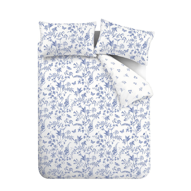 Bianca cotton bedding set Thea Floral Blue single, imported from the UK