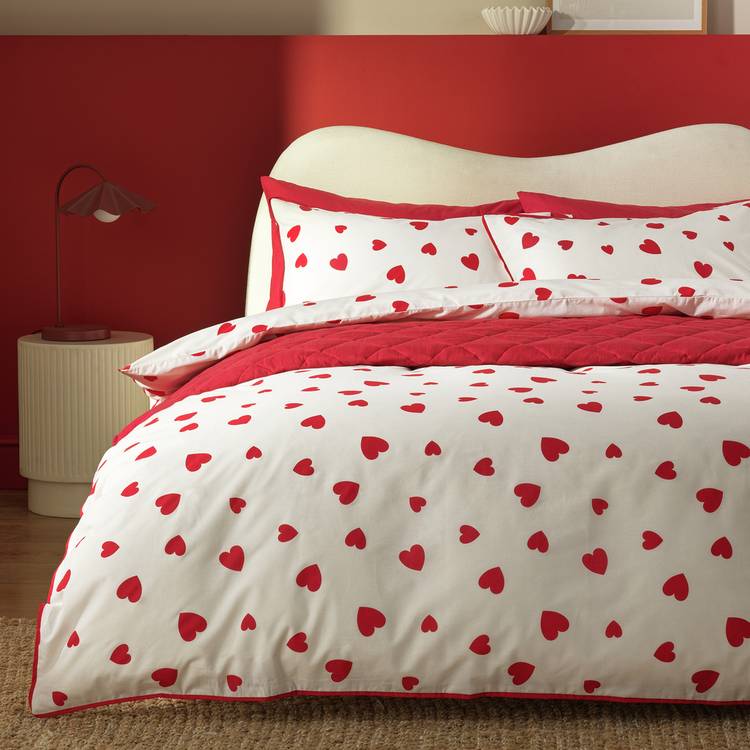 Argos Home red hearts bedding set single, UK version