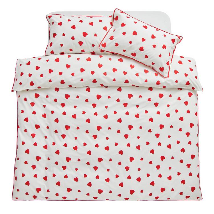 Argos Home red hearts bedding set single, UK version