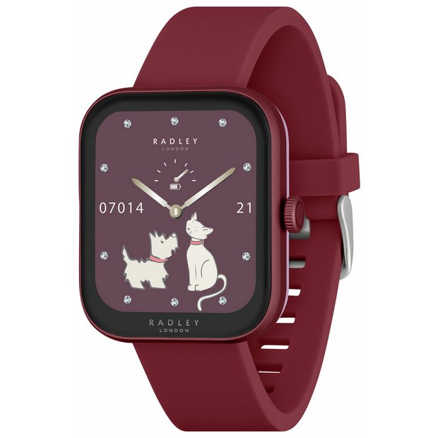 Radley smartwatch berry red silicone strap, imported from the UK