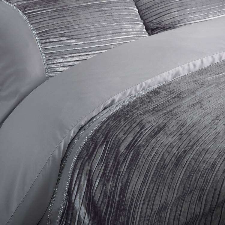 Argos Home Sparkle Velvet Grey bedding set single, imported from the UK