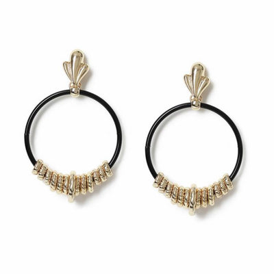 Argos Freedom Gold Tone Bead Black Hoop Drop Earrings- Buy online at McGrocer