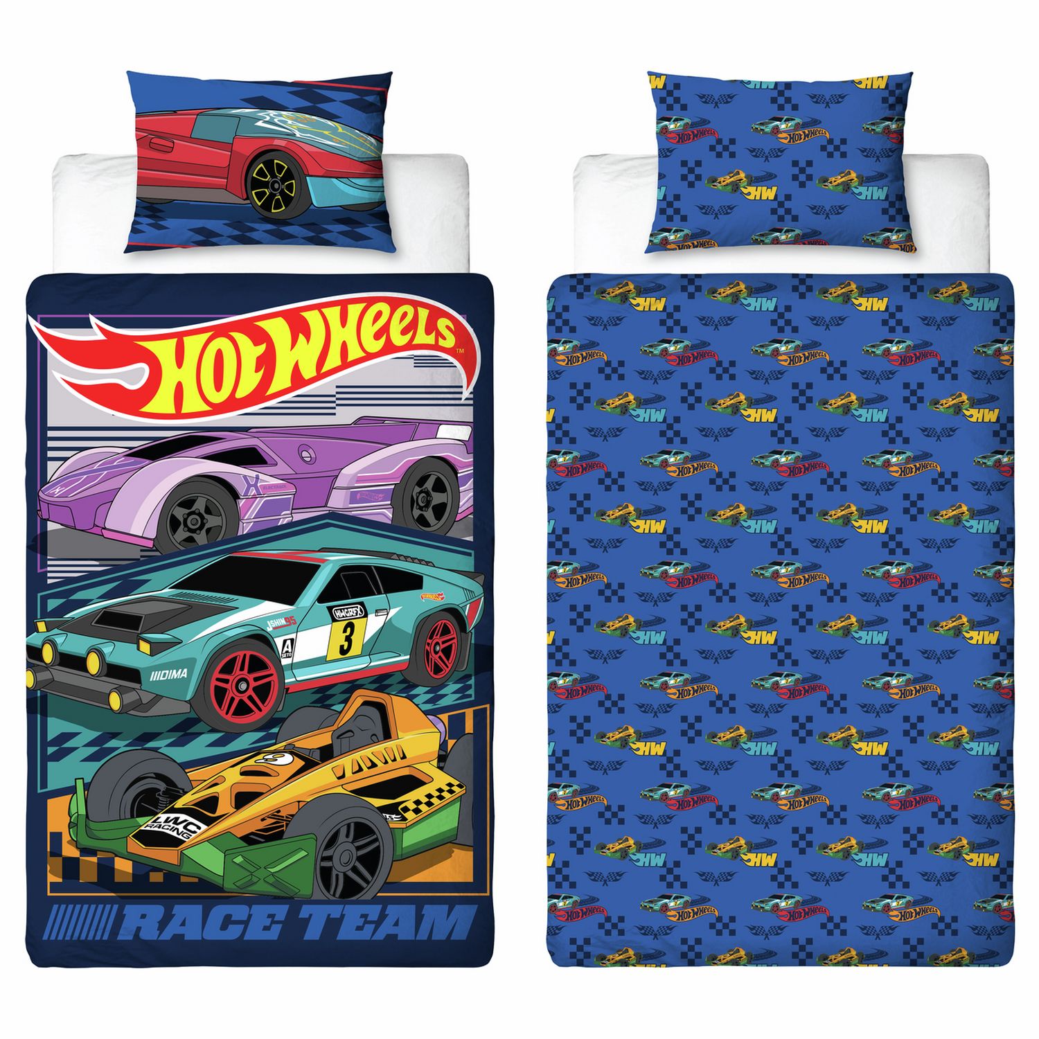 Hot Wheels blue bedding set for single bed (British brand)