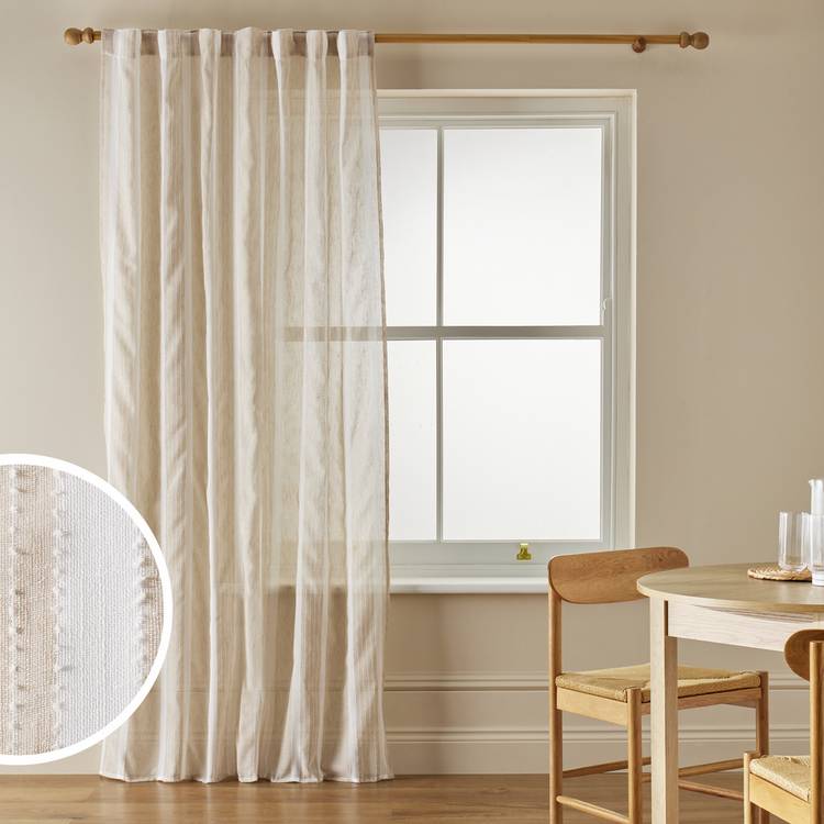 Argos Home stripe sheer voile curtain neutral 145x137cm - British product