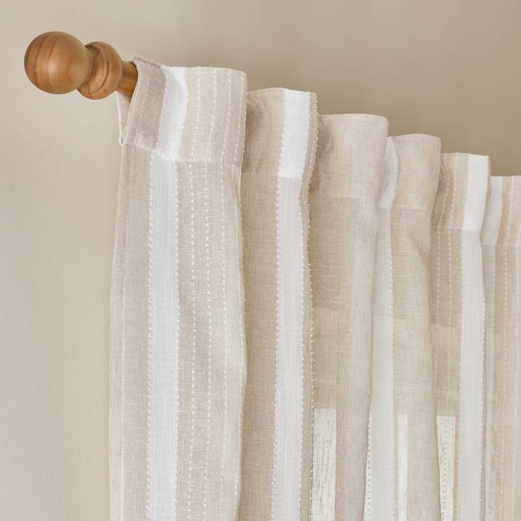 Argos Home stripe sheer voile curtain neutral 145x137cm - British product
