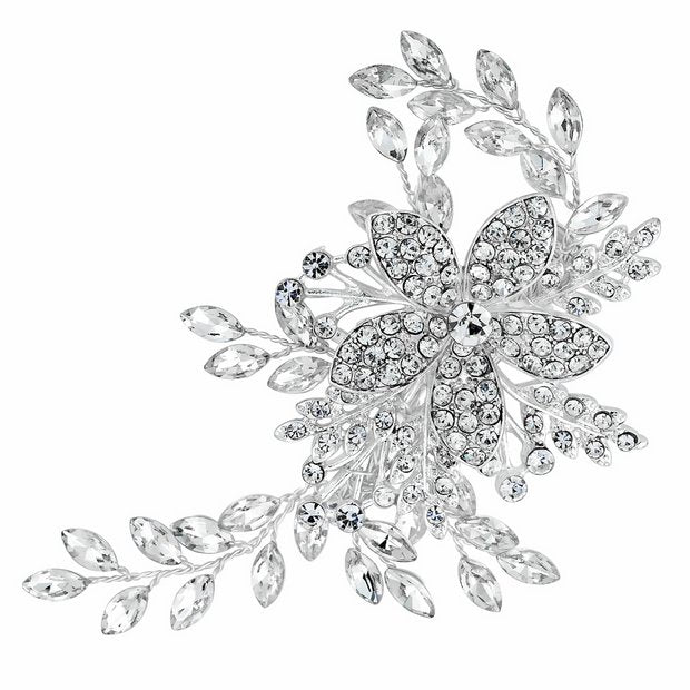Jon Richard silver plated leaf hair slide - British product