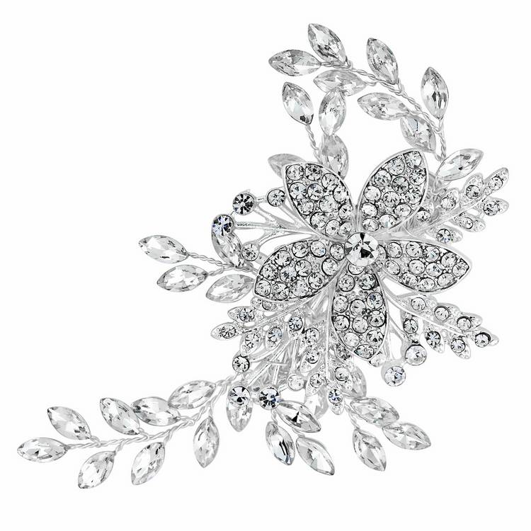 Jon Richard silver plated leaf hair slide - British product