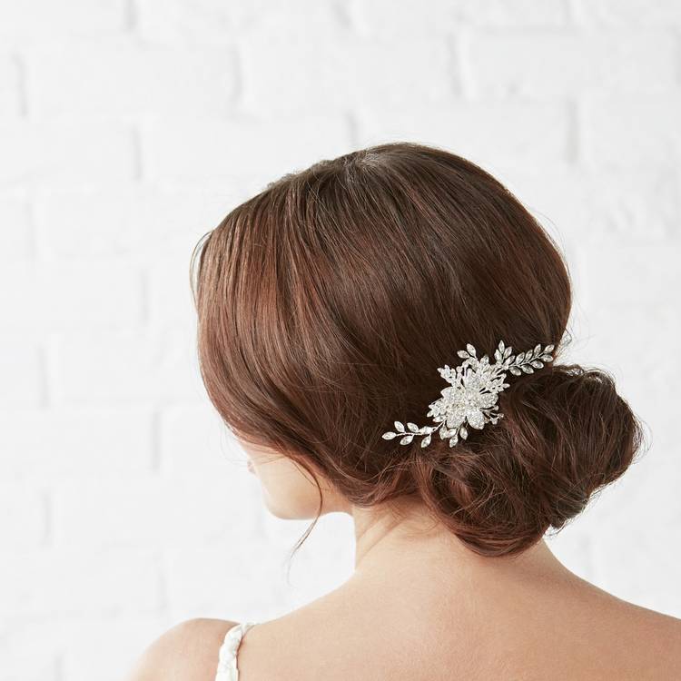Jon Richard silver plated leaf hair slide - British product