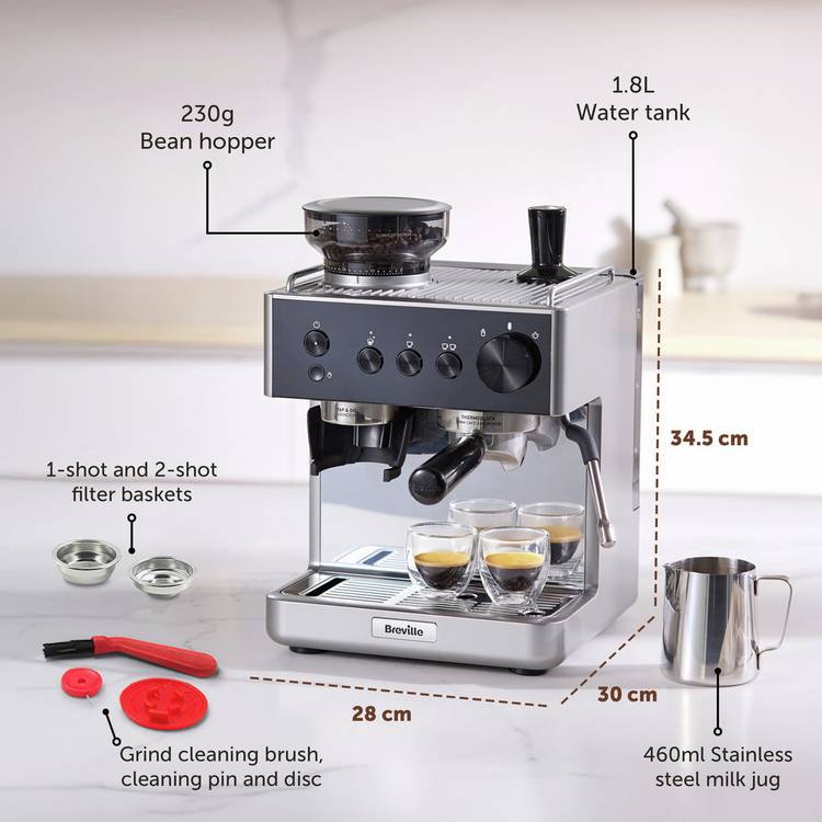 Breville Barista Classic bean to cup espresso machine, imported from the UK