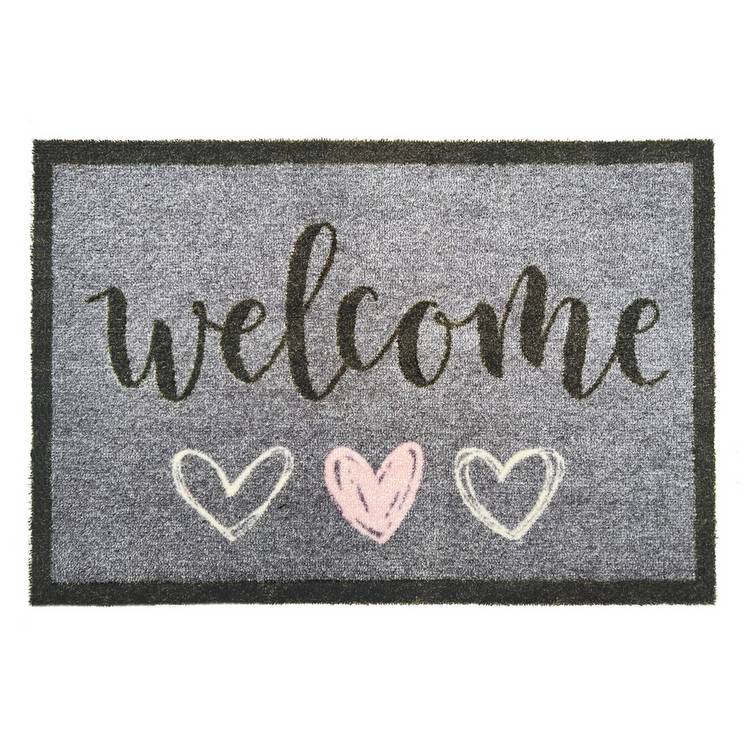 My Mat Welcome Hearts short pile doormat 50x75cm, imported from the UK