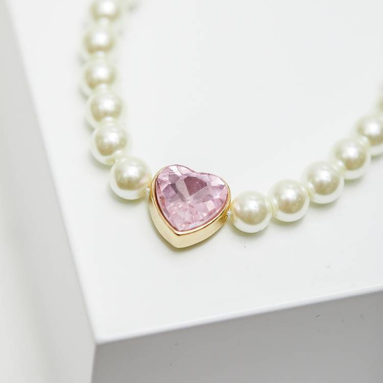 Lipsy pearl pink heart bracelet 19cm - British product