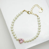 Lipsy pearl pink heart bracelet 19cm - British product