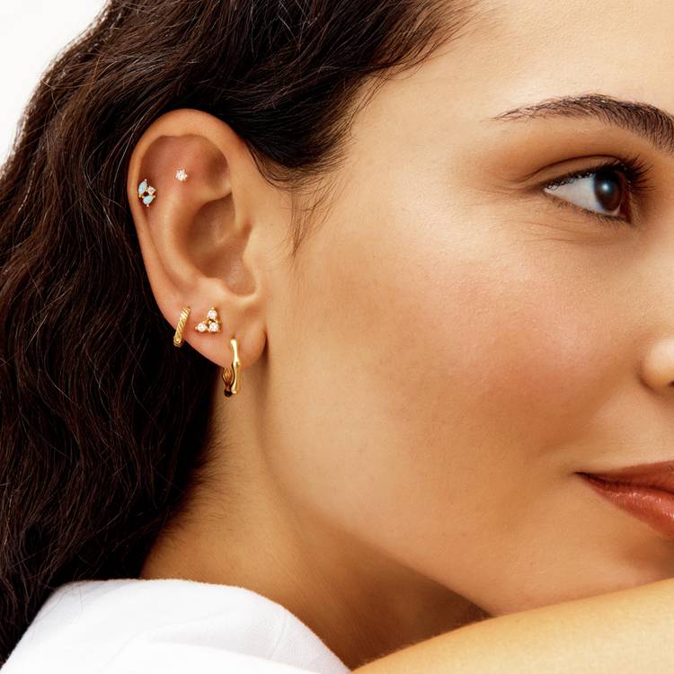 Revere gold plated opal flatback earring - British product
