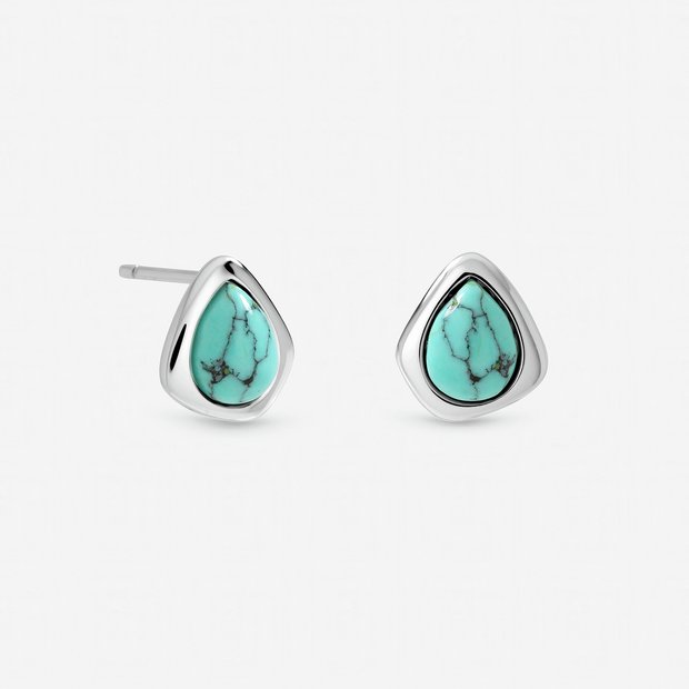 Inicio silver plated turquoise stud earrings 10mm - British product