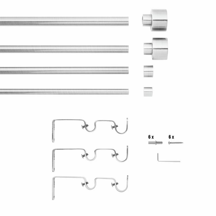 Argos Home extendable stainless steel double curtain pole 120-210cm - British product