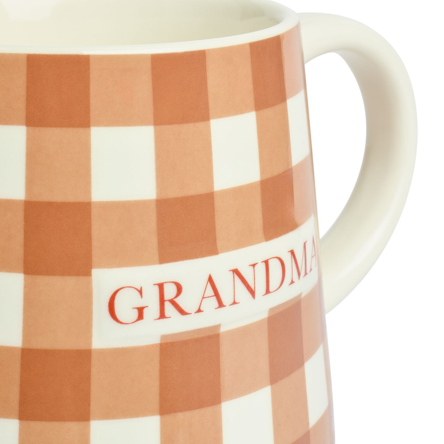 Argos Home stoneware mug gingham pattern grandma 280ml (British brand)