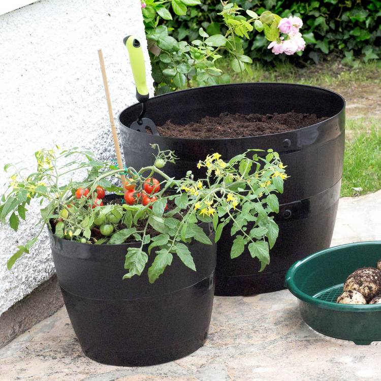 Whitefurze barrel planter black 50cm - British product
