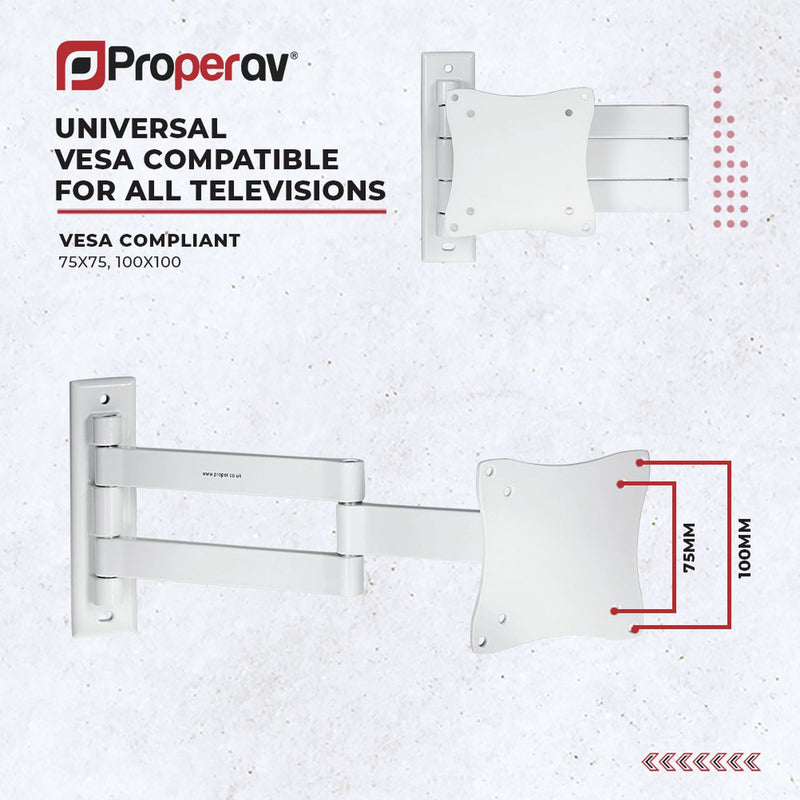 ProperAV TV wall bracket tilt and swivel 13-28 inch - British product